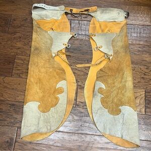 Vintage leather and suede western batwing chaps